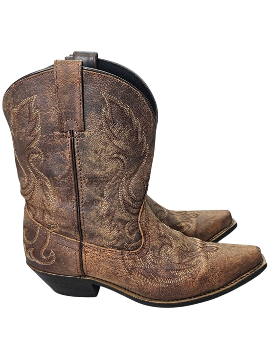 Laredo Shoes - Laredo 52094 Womens Brown Distressed Leather Snip Toe Western Cowboy Boots 10M
